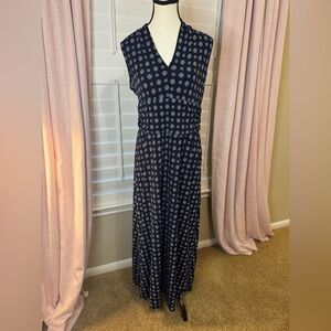 Vince Camuto Navy & White Print Maxi Dress size Large LIKE NEW
